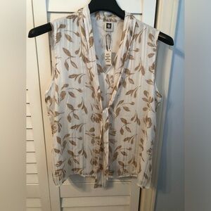 Anne Klein Cream Sleeveless Tie Front Blouse
